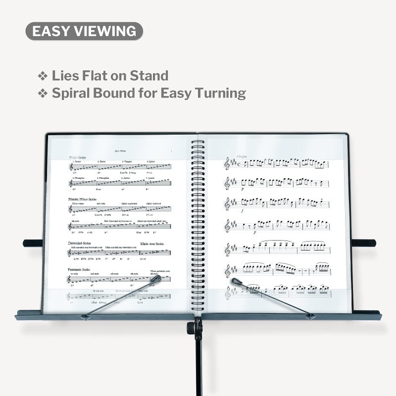 CRANBURY Sheet Music Folder 8.5x11 - Dual Use Music Holder (Blue)  Store Inside 24 Protective Sleeves or Write on Exposed Pages Outside Sleeves  8.5 x 11 Spiral Notebook Binder Organizer  Lay Flat - Image 2